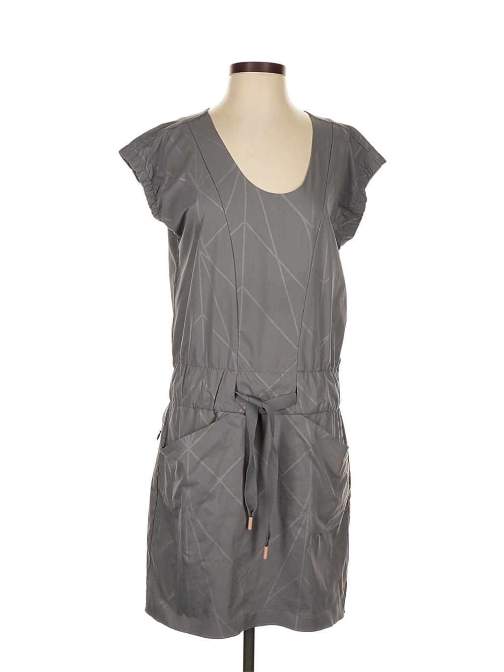INDYGENA Gray Short Sleeve Tie-Waist Shift Dress